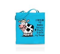 Printshirts I Speak My Mind Because It Hurts to Bite My Tongue Tote Bag - Funny Honest Tote for Women & Men - 10 Colour Options - Sarcastic Canvas Shopper, Reusable Eco Gift. (Sapphire)