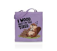 Printshirts I Wood But I’m Too Tired Tote Bag - Funny Pun Tote for Women & Men - 10 Colour Options - Eco Canvas Shopper Bag, Reusable Lazy Mood Gift, Sarcastic Slogan Tote (Lavendar)