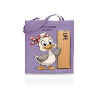 Printshirts Life Is Short So Am I Tote Bag - Funny Tote for Short People - 10 Colour Options - Reusable Eco Canvas Shopper, Humorous Gift for Women, Teens & Friends. (Lavendar)