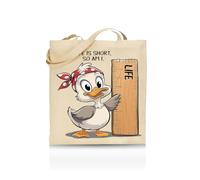 Printshirts Life Is Short So Am I Tote Bag - Funny Tote for Short People - 10 Colour Options - Reusable Eco Canvas Shopper, Humorous Gift for Women, Teens & Friends. (Natural)