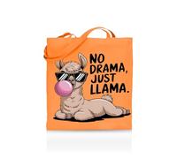 Printshirts No Drama Just Llama Tote Bag - Funny Eco Reusable Shopping Bag for Women, Girls & Llama Lovers - 10 Colour Options - Cute Animal Print Gift for School, Work or Groceries (Orange)