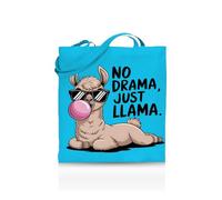 Printshirts No Drama Just Llama Tote Bag - Funny Eco Reusable Shopping Bag for Women, Girls & Llama Lovers - 10 Colour Options - Cute Animal Print Gift for School, Work or Groceries (Sapphire)
