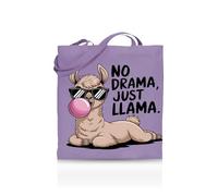 Printshirts No Drama Just Llama Tote Bag - Funny Eco Reusable Shopping Bag for Women, Girls & Llama Lovers - 10 Colour Options - Cute Animal Print Gift for School, Work or Groceries (Lavendar)