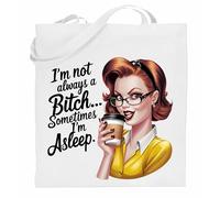 Printshirts Sarcastic Tote Bag - Retro Pin Up Girl Coffee Lover Design, Sassy Reusable Shopping Bag with Humour Quote, Vintage Style Gift for Women and Teens (White)