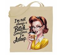 Printshirts Sarcastic Tote Bag - Retro Pin Up Girl Coffee Lover Design, Sassy Reusable Shopping Bag with Humour Quote, Vintage Style Gift for Women and Teens (Natural)