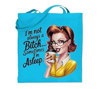 Printshirts Sarcastic Tote Bag - Retro Pin Up Girl Coffee Lover Design, Sassy Reusable Shopping Bag with Humour Quote, Vintage Style Gift for Women and Teens (Sapphire)