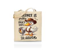 Printshirts Silence Is Golden Duct Tape Is Silver Tote Bag - Funny Tote for Women & Men - 10 Colour Options - Sarcastic Reusable Canvas Bag, Humorous Gift Idea, Bold Slogan Shopper (Natural)