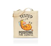 Printshirts Test Positive for Laziness Tote Bag - Funny Lazy Mood Tote for Women & Men - 10 Colour Options - Reusable Eco Canvas Shopper, Sarcastic Slogan Gift, Quirky Everyday Bag (Natural)