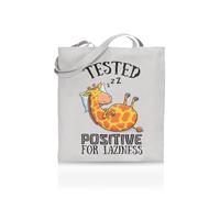 Printshirts Test Positive for Laziness Tote Bag - Funny Lazy Mood Tote for Women & Men - 10 Colour Options - Reusable Eco Canvas Shopper, Sarcastic Slogan Gift, Quirky Everyday Bag (White)