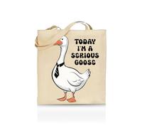 Printshirts Today I’m a Serious Goose Tote Bag - Funny Animal Tote for Women, Men & Teens - 10 Colour Options - Quirky Reusable Canvas Shopper, Humorous Gift Idea, Mood Slogan Bag (Natural)