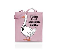 Printshirts Today I’m a Serious Goose Tote Bag - Funny Animal Tote for Women, Men & Teens - 10 Colour Options - Quirky Reusable Canvas Shopper, Humorous Gift Idea, Mood Slogan Bag (Light Pink)