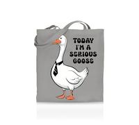 Printshirts Today I’m a Serious Goose Tote Bag - Funny Animal Tote for Women, Men & Teens - 10 Colour Options - Quirky Reusable Canvas Shopper, Humorous Gift Idea, Mood Slogan Bag (Silver)