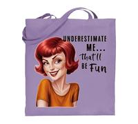 Printshirts Underestimate Me That’ll Be Fun Tote Bag - Funny Retro Pin Up Redhead Sarcastic Quote, Reusable Shopping Bag, Vintage Humor Gift for Women (Lavender)