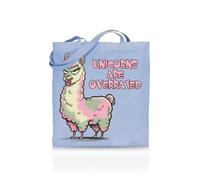 Printshirts Unicorns Are Overrated Tote Bag - Funny Anti-Trend Tote for Women, Teens & Sarcasm Lovers - 10 Colour Options - Reusable Eco Canvas Shopper, Quirky Slogan Gift Bag (Blue)