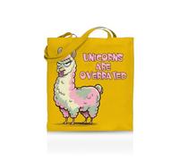 Printshirts Unicorns Are Overrated Tote Bag - Funny Anti-Trend Tote for Women, Teens & Sarcasm Lovers - 10 Colour Options - Reusable Eco Canvas Shopper, Quirky Slogan Gift Bag (Yellow)
