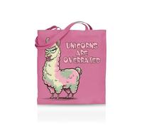 Printshirts Unicorns Are Overrated Tote Bag - Funny Anti-Trend Tote for Women, Teens & Sarcasm Lovers - 10 Colour Options - Reusable Eco Canvas Shopper, Quirky Slogan Gift Bag (Pink)