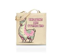 Printshirts Unicorns Are Overrated Tote Bag - Funny Anti-Trend Tote for Women, Teens & Sarcasm Lovers - 10 Colour Options - Reusable Eco Canvas Shopper, Quirky Slogan Gift Bag (Natural)
