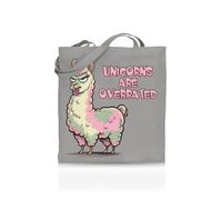 Printshirts Unicorns Are Overrated Tote Bag - Funny Anti-Trend Tote for Women, Teens & Sarcasm Lovers - 10 Colour Options - Reusable Eco Canvas Shopper, Quirky Slogan Gift Bag (Silver)
