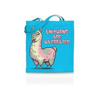 Printshirts Unicorns Are Overrated Tote Bag - Funny Anti-Trend Tote for Women, Teens & Sarcasm Lovers - 10 Colour Options - Reusable Eco Canvas Shopper, Quirky Slogan Gift Bag (Sapphire)