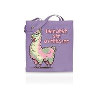 Printshirts Unicorns Are Overrated Tote Bag - Funny Anti-Trend Tote for Women, Teens & Sarcasm Lovers - 10 Colour Options - Reusable Eco Canvas Shopper, Quirky Slogan Gift Bag (Lavendar)