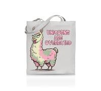 Printshirts Unicorns Are Overrated Tote Bag - Funny Anti-Trend Tote for Women, Teens & Sarcasm Lovers - 10 Colour Options - Reusable Eco Canvas Shopper, Quirky Slogan Gift Bag (White)