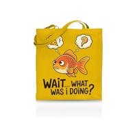 Printshirts Wait... What Was I Doing? Tote Bag - Funny Forgetful Tote for Women, Men & Teens - 10 Colour Options - Reusable Eco Canvas Shopper, Relatable Quote Gift, Slogan Mood Bag (Yellow)