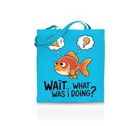 Printshirts Wait... What Was I Doing? Tote Bag - Funny Forgetful Tote for Women, Men & Teens - 10 Colour Options - Reusable Eco Canvas Shopper, Relatable Quote Gift, Slogan Mood Bag (Sapphire)