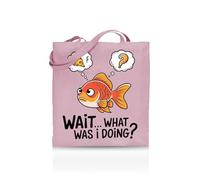Printshirts Wait... What Was I Doing? Tote Bag - Funny Forgetful Tote for Women, Men & Teens - 10 Colour Options - Reusable Eco Canvas Shopper, Relatable Quote Gift, Slogan Mood Bag (Light Pink)