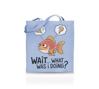 Printshirts Wait... What Was I Doing? Tote Bag - Funny Forgetful Tote for Women, Men & Teens - 10 Colour Options - Reusable Eco Canvas Shopper, Relatable Quote Gift, Slogan Mood Bag (Blue)