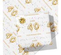 Printster 40th Milestone Birthday Balloons Personalised Text Wrapping Paper - Add Any Name and Message-40-2m Roll - 594mm x 2000mm