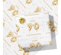 Printster 90th Milestone Birthday Balloons Personalised Text Wrapping Paper - Add Any Name and Message-90-1.5m Roll - 594mm x 1500mm