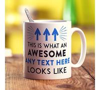 Printster Custom Awesome Mug - This Is What An Awesome Looks Like - Add Any Text - Gift For Birthday - Christmas - Blue - 11oz Ceramic Cup