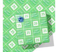 Printster Green Happy Birthday Personalised Wrapping Paper - Add Any Age-A2 Sheet - 420mm x 594mm-Green