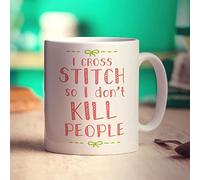 Printster I Cross Stitch So I Don't Kill People Mug - 11oz Ceramic Cup