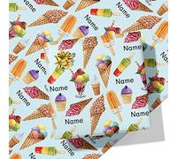 Printster Ice Cream Personalised Wrapping Paper - Add Any Name-A1 Sheet - 594mm x 840mm