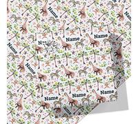 Printster Jungle Animals Personalised Wrapping Paper - Add Any Name-1.5m Roll - 594mm x 1500mm