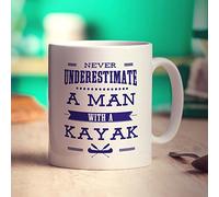 Printster Never Underestimate, A Man with a Kayak Mug - 11oz Ceramic Cup