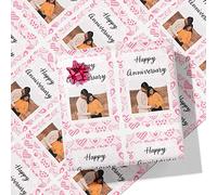 Printster Patterned Heart Anniversary Personalised Wrapping Paper - Add Any Photo-A1 Sheet - 594mm x 840mm
