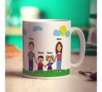 Printster Personalised Family Mug - Add Any Names - One Boy One Girl Gift for Mum, Dad on Mother's Day, Father's Day, Birthday, Christmas - 11oz Ceramic Cup