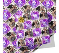 Printster Purple Watercolour Birthday Personalised Wrapping Paper - Add Any Age & Photo -1.5m Roll - 594mm x 1500mm-Purple