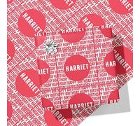 Printster Repeat Happy Birthday Personalised Wrapping Paper - Add Any Name-A2 Sheet - 420mm x 594mm-Pink