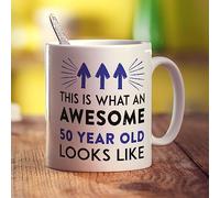 Printster This is What an Awesome 50 Year Old Looks Like Mug Blue - 11oz Ceramic Cup