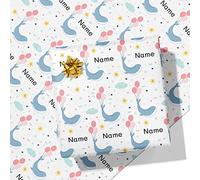 Printster Whale Balloons Personalised Wrapping Paper - Add Any Name-A2 Sheet - 420mm x 594mm