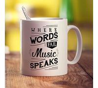 Printster Where Words Fail Music Speaks Mug - 11oz Ceramic Cup