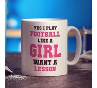 Printster Yes I Play Football Like A Girl? ... Want A Lesson Mug - 11oz Ceramic Cup