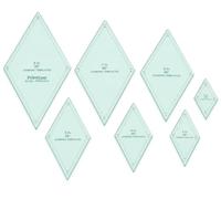 Printtoo 7 Piece Diamond Quilting Template Set for Patchwork Applique Fabric Cutting, 60 Degree 2 3 4 5 6 7 8 Inch 2 mm Acrylic Quilt Rulers, Sewing Block Pattern DIY Craft Tools