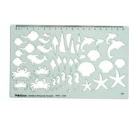 Printtoo Aquatic Jewellery Designing Template Stencil, 2mm Thick Transparent Green Acrylic Drawing Ruler with Marine Shapes, Educational Tracing Tool for Kids, Students, Art, Craft DIY & Design