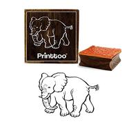 Printtoo Brown Wooden Rubber Stamp Elephant Pattern Craft Textile Square Stamps-3 x 3 Inches