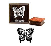 Printtoo Butterfly Design Brown Wooden Rubber Stamp Diary Card Craft Block-5 x 5 Inches