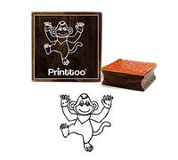 Printtoo Craft Textile Monkey Pattern Square Wooden Rubber Stamp Scrap-Booking-3 x 3 Inches